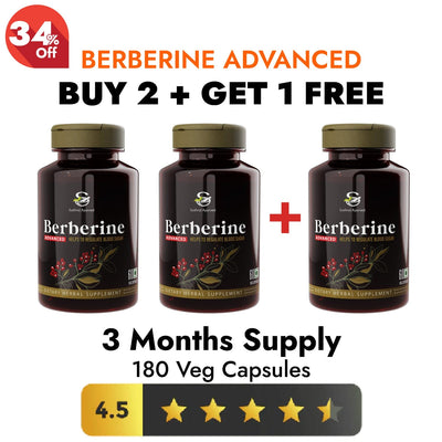 Berberine Advanced Buy 2 Get 1 FREE Pack - 60 Veg  Berberine Capsule 500mg Each