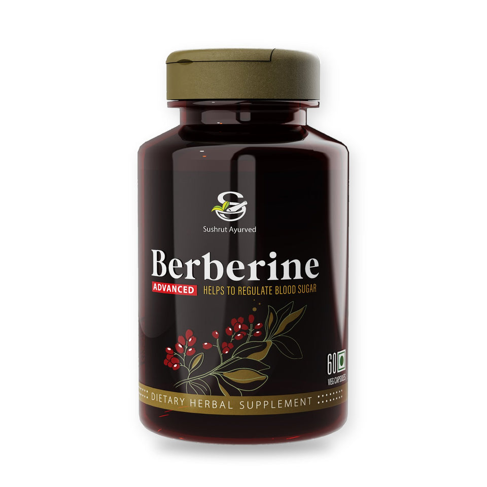 Berberine Advanced herbal supplement bottle, 60 plant-based capsules, front view