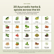 The 20 Ayurvedic herbs and spices across the Complete Metabolic Care Kit
