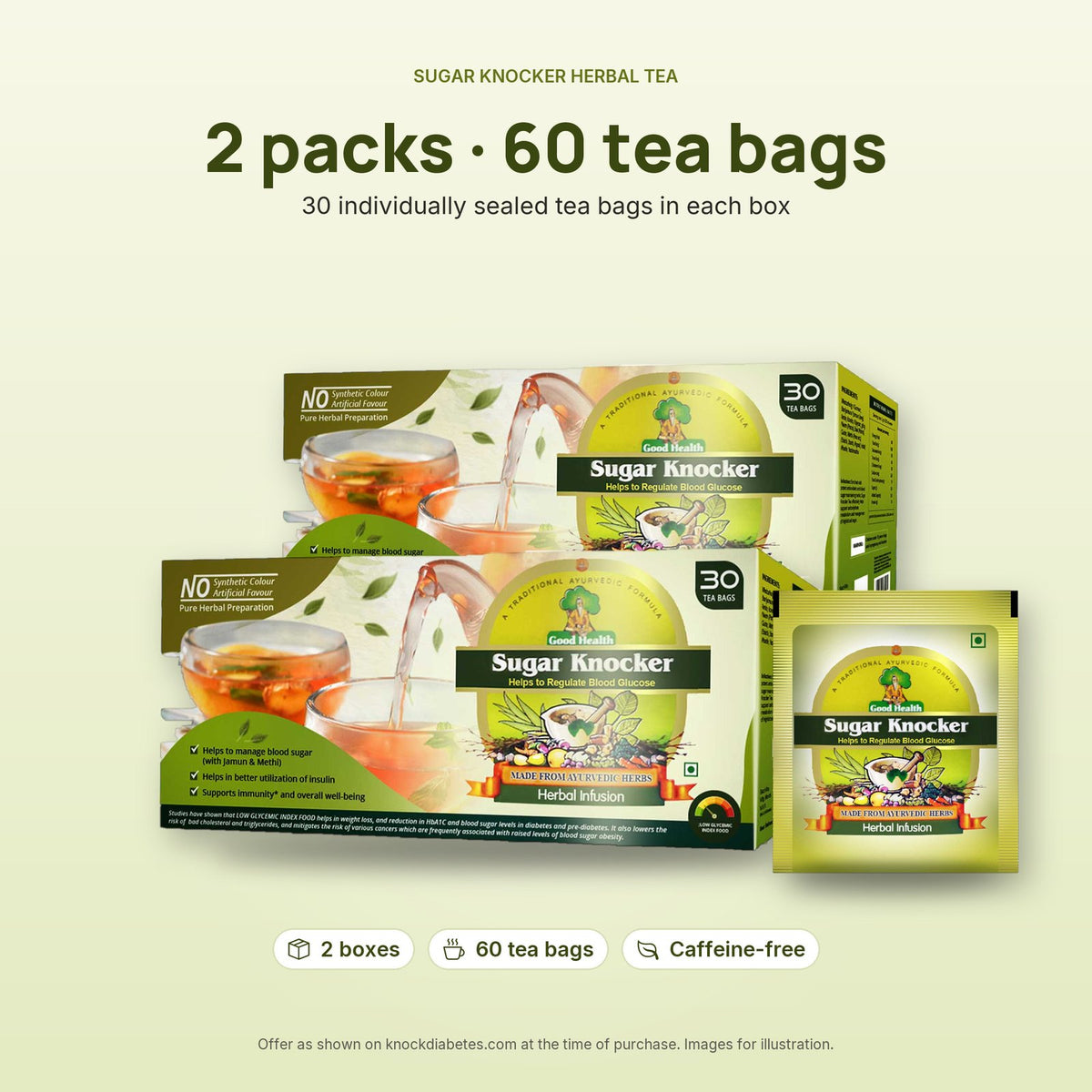 
Sugar Knocker Herbal Tea, caffeine-free Ayurvedic tea for diabetes