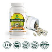 Sugar Knocker veg capsules beside the bottle