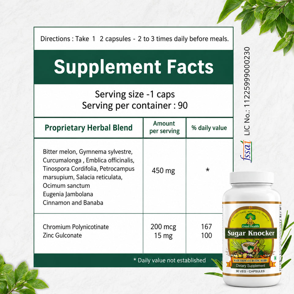 Sugar Knocker capsules complete supplement facts label